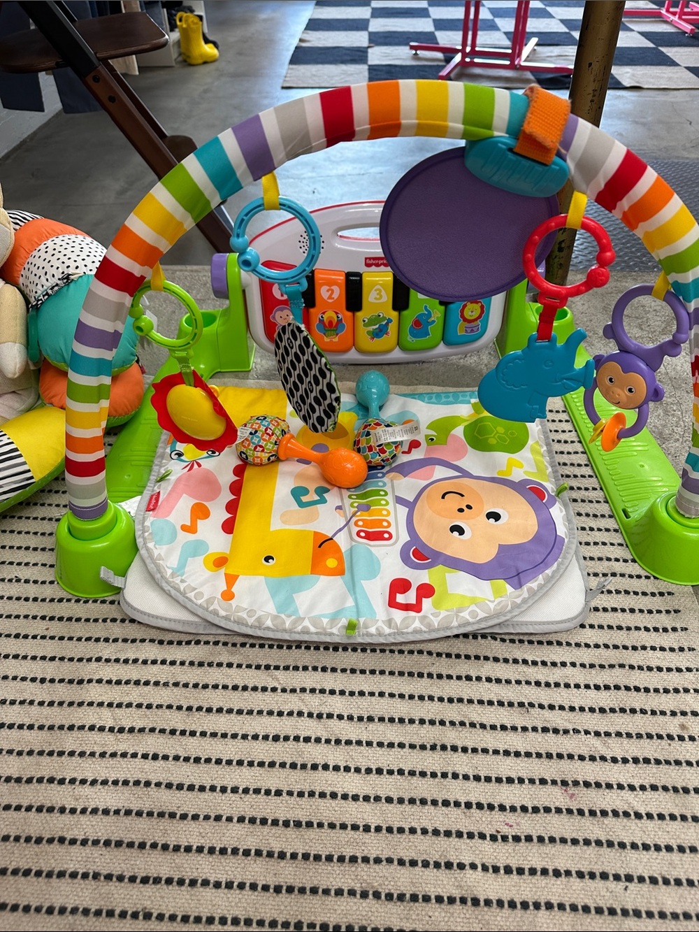 Fisher-Price Multicolor Striped Activity Gym with Hanging Toys